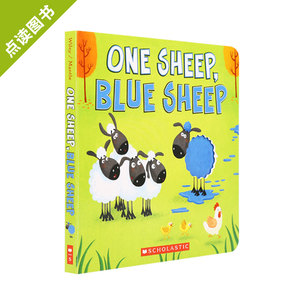 点读版 One Sheep Blue Sheep 一只羊，蓝色的羊 英语幼儿启蒙数字启蒙认知书 颜色 趣味洞洞书 【纸板】英文原版绘本